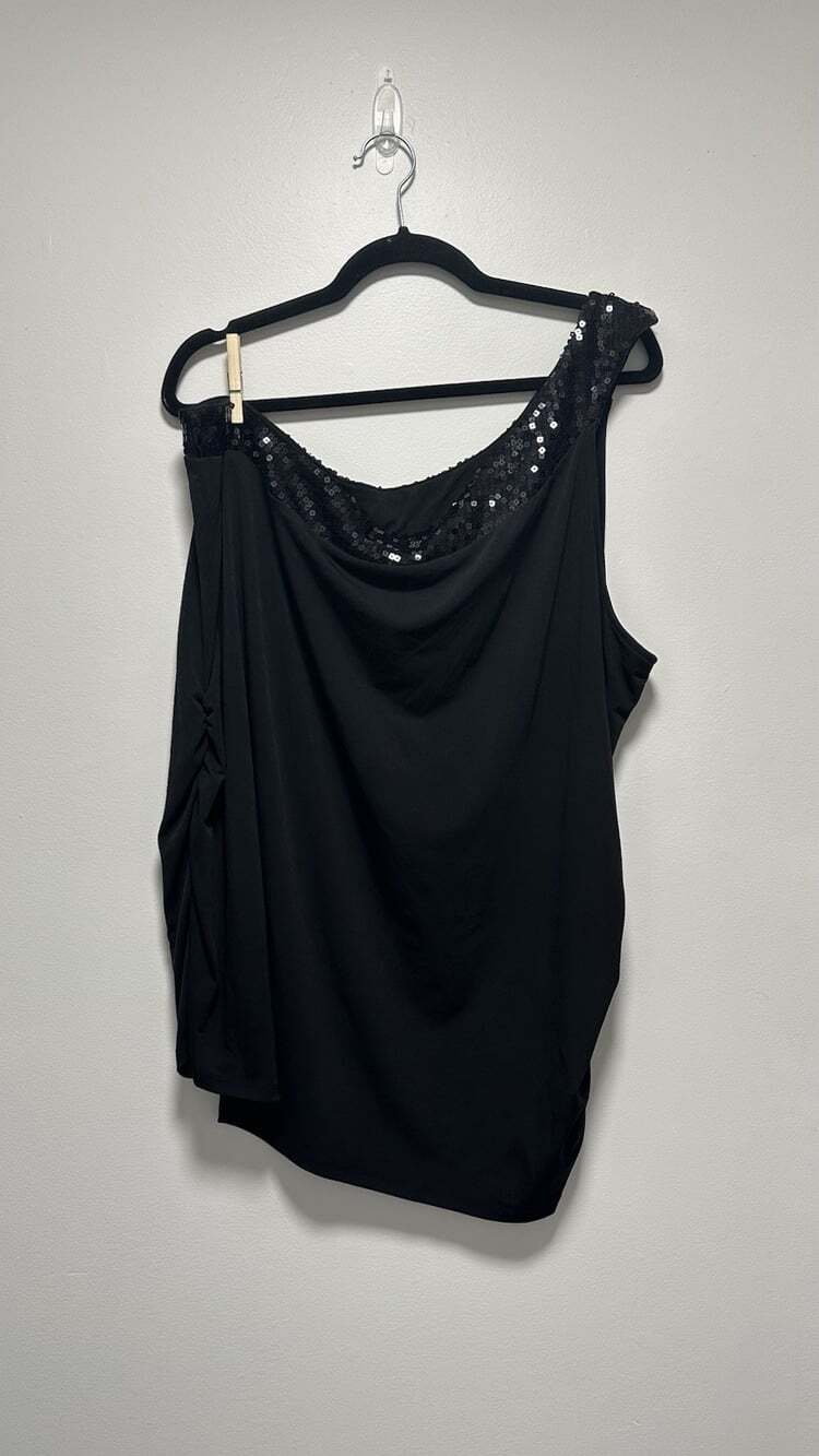 Lane Bryant Y2K Black One Shoulder Sequin Top 26/28 Plus Size